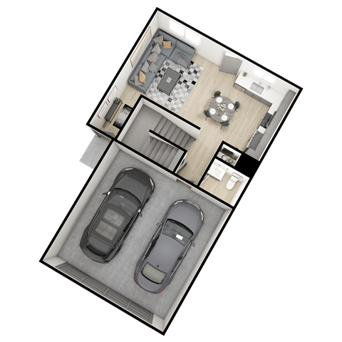 Floor plan for 2 beds, 2.5 baths, 1174 sqft